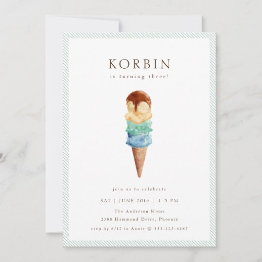 Ice Cream Birthday Party Invitation Kaart (Voorkant)