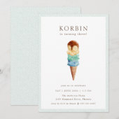 Ice Cream Birthday Party Invitation Kaart (Voorkant / Achterkant)