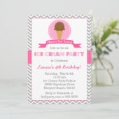 Ice Cream Birthday Party Invitation Kaart (Staand voorkant)