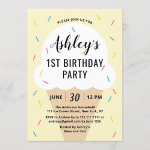 Ice Cream Birthday Party Invitation Kaart