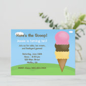 Ice Cream Birthday Party Invitation Kaart (Staand voorkant)