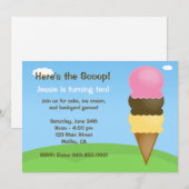 Ice Cream Birthday Party Invitation Kaart (Voorkant / Achterkant)
