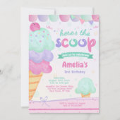 Ice Cream Birthday Party Invitation Kaart (Voorkant)