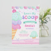 Ice Cream Birthday Party Invitation Kaart (Staand voorkant)