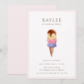 Ice Cream Birthday Party Invitation Kaart (Voorkant / Achterkant)