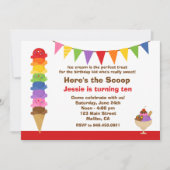 Ice Cream Birthday Party Invitation Kaart (Voorkant)