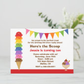Ice Cream Birthday Party Invitation Kaart (Staand voorkant)