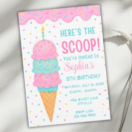 Ice Cream Birthday Party Invitation Kaart
