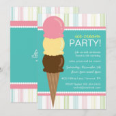 Ice Cream Birthday Party Invitation Kaart (Voorkant / Achterkant)