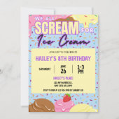 Ice Cream Birthday Party Invitation Kaart (Voorkant)