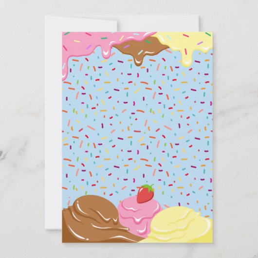 Ice Cream Birthday Party Invitation Kaart (Achterkant)
