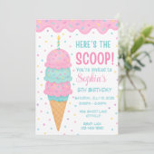 Ice Cream Birthday Party Invitation Kaart (Staand voorkant)