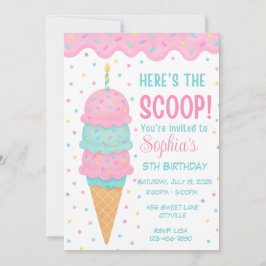 Ice Cream Birthday Party Invitation Kaart
