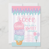 Ice Cream Birthday Party Invitation Snow Cone Kaart (Voorkant)