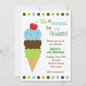 Ice Cream Birthday Party Invitations Boys Kaart (Voorkant)