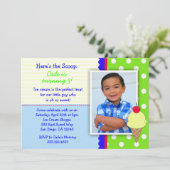 Ice Cream Birthday Party Invitations for Boys Kaart (Staand voorkant)