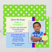 Ice Cream Birthday Party Invitations for Boys Kaart (Voorkant / Achterkant)