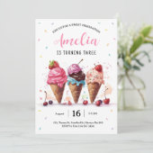 Ice Cream Birthday Party Kaart (Staand voorkant)