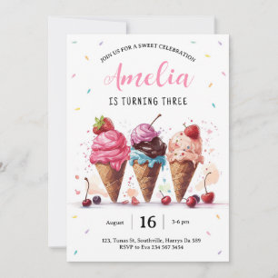 Ice Cream Birthday Party Kaart