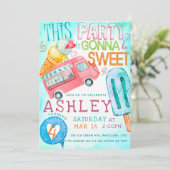 Ice Cream Birthday Party Kaart (Staand voorkant)