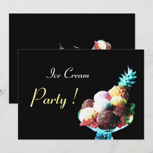 ICE CREAM BIRTHDAY PARTY KAART (Voorkant / Achterkant)