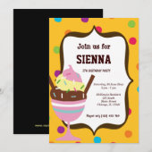 Ice Cream Birthday party Kaart (Voorkant / Achterkant)