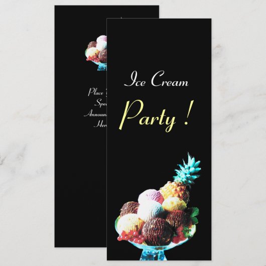 ICE CREAM BIRTHDAY PARTY KAART (Voorkant / Achterkant)