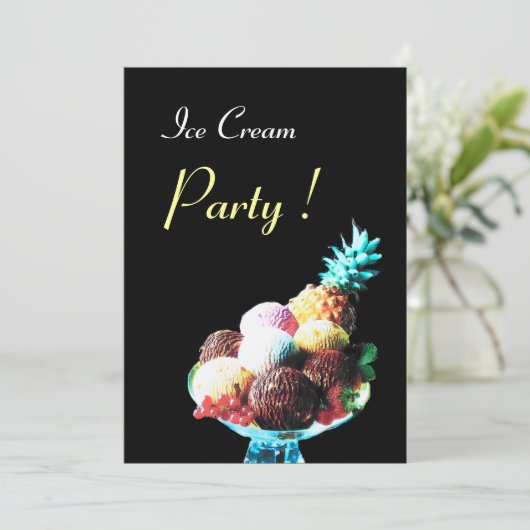 ICE CREAM BIRTHDAY PARTY KAART (Staand voorkant)