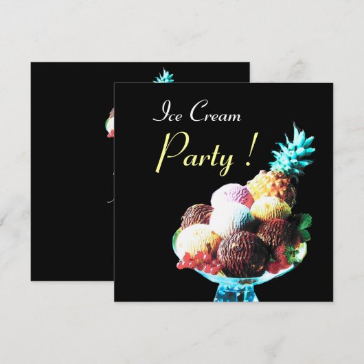 ICE CREAM BIRTHDAY PARTY KAART (Voorkant / Achterkant)