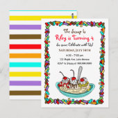 Ice Cream Birthday Party nodigt uit Briefkaart (Voorkant / Achterkant)