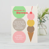 Ice Cream Birthday Party nodigt uit Kaart (Staand voorkant)