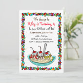 Ice Cream Birthday Party nodigt uit Kaart (Staand voorkant)