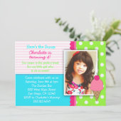 Ice Cream Birthday party over meisjes Kaart (Staand voorkant)