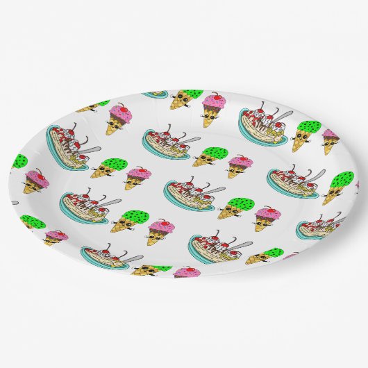 Ice Cream Birthday Party Papieren Bordje (Gekanteld)