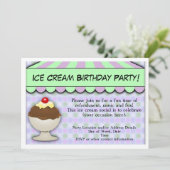 Ice Cream Birthday Party, pastel Awning Sundae Kaart (Staand voorkant)