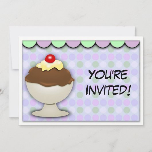 Ice Cream Birthday Party, pastel Awning Sundae Kaart (Achterkant)