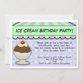 Ice Cream Birthday Party, pastel Awning Sundae Kaart
