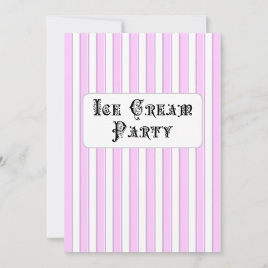 Ice Cream Birthday Party Pink Stripe Kaart (Voorkant)