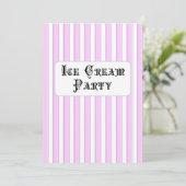 Ice Cream Birthday Party Pink Stripe Kaart (Staand voorkant)