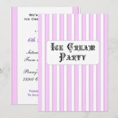 Ice Cream Birthday Party Pink Stripe Kaart (Voorkant / Achterkant)