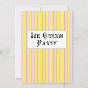 Ice Cream Birthday Party Pink Stripe Kaart