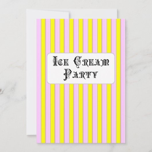 Ice Cream Birthday Party Pink Stripe Kaart (Voorkant)