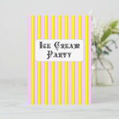 Ice Cream Birthday Party Pink Stripe Kaart (Staand voorkant)