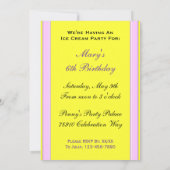 Ice Cream Birthday Party Pink Stripe Kaart (Achterkant)