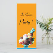 ICE CREAM BIRTHDAY PARTY Red Oranje Blue Kaart (Staand voorkant)