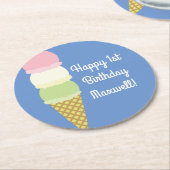 Ice Cream Birthday Party Ronde Kartonnen Onderzetter (Gebogen)