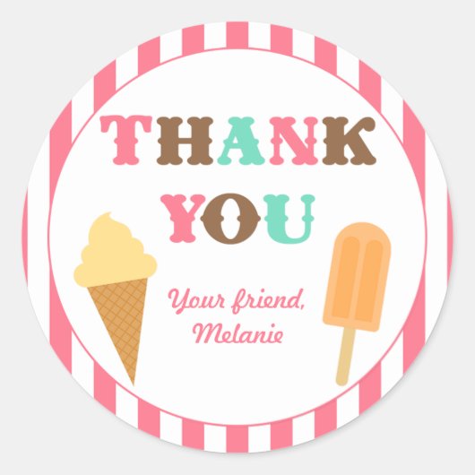 Ice Cream Birthday Party Sticker (Voorkant)