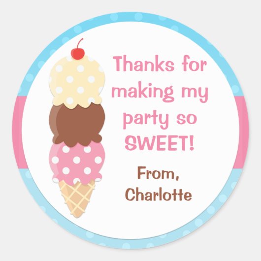Ice Cream Birthday Party Sticker (Voorkant)