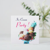 ICE CREAM BIRTHDAY PARTY, white ice metallic Kaart (Staand voorkant)