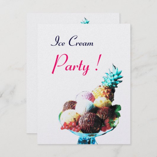 ICE CREAM BIRTHDAY PARTY, white ice metallic Kaart (Voorkant / Achterkant)